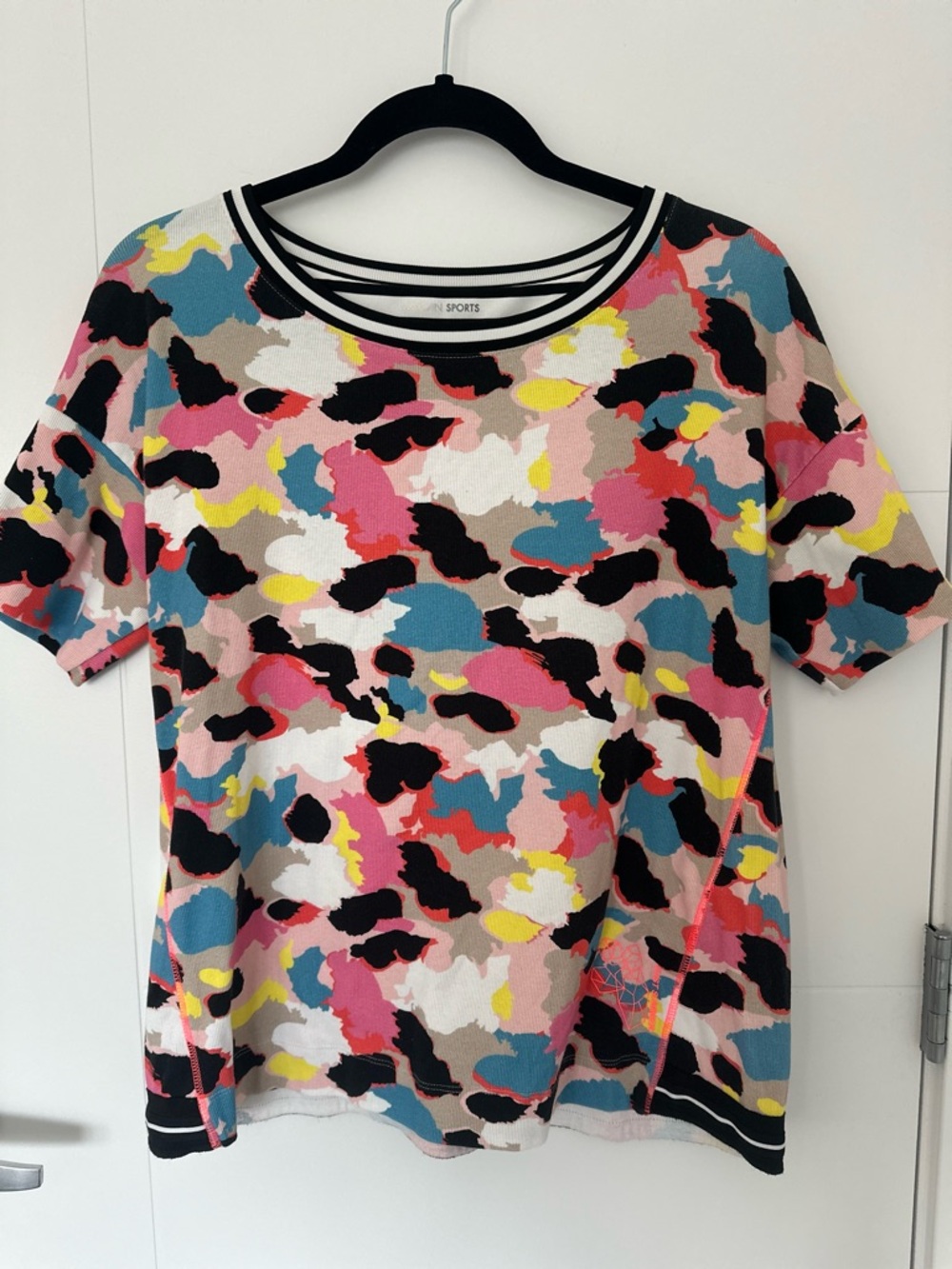 Marc Cain Ribbed Print T-Shirt Multi Macaroon